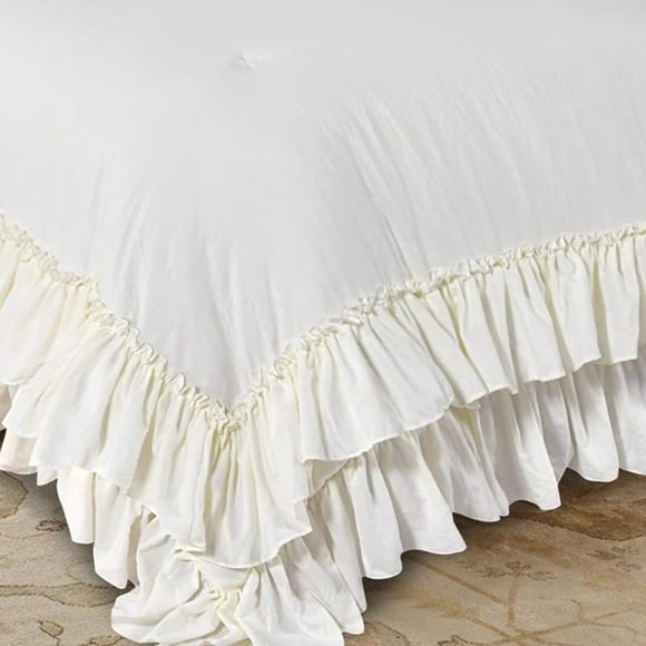 Ivory California King Size Comforter Set Cream French Shabby Chic Bedding New - Picture 7 of 12